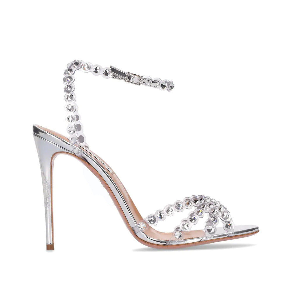 Elegant Socialite Jelly Diamond Stiletto Heel Round Toe High Heels