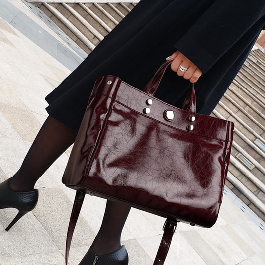 Genuine Leather Women's Popular Large Capacity Handbag High Sense Casual Shoulder Bag