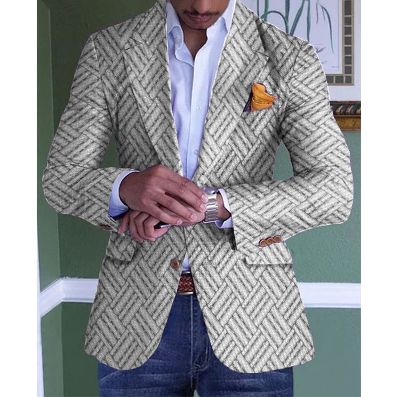 Men's Single Row Two Button Plaid Blazer