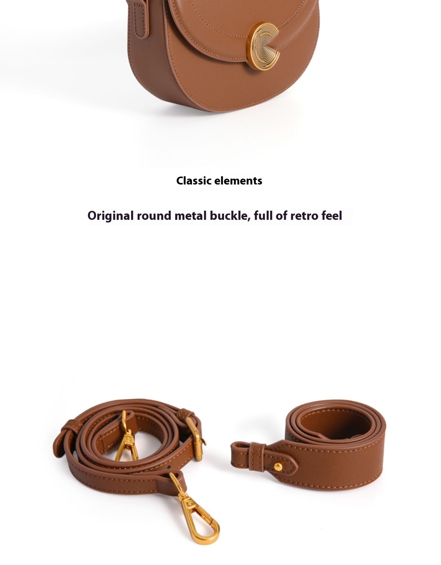 Women's Hand-carrying Genuine Leather Semi-circular Saddle Bag