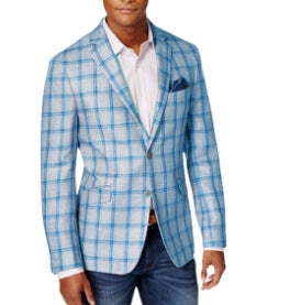 Men's Single Row Two Button Plaid Blazer