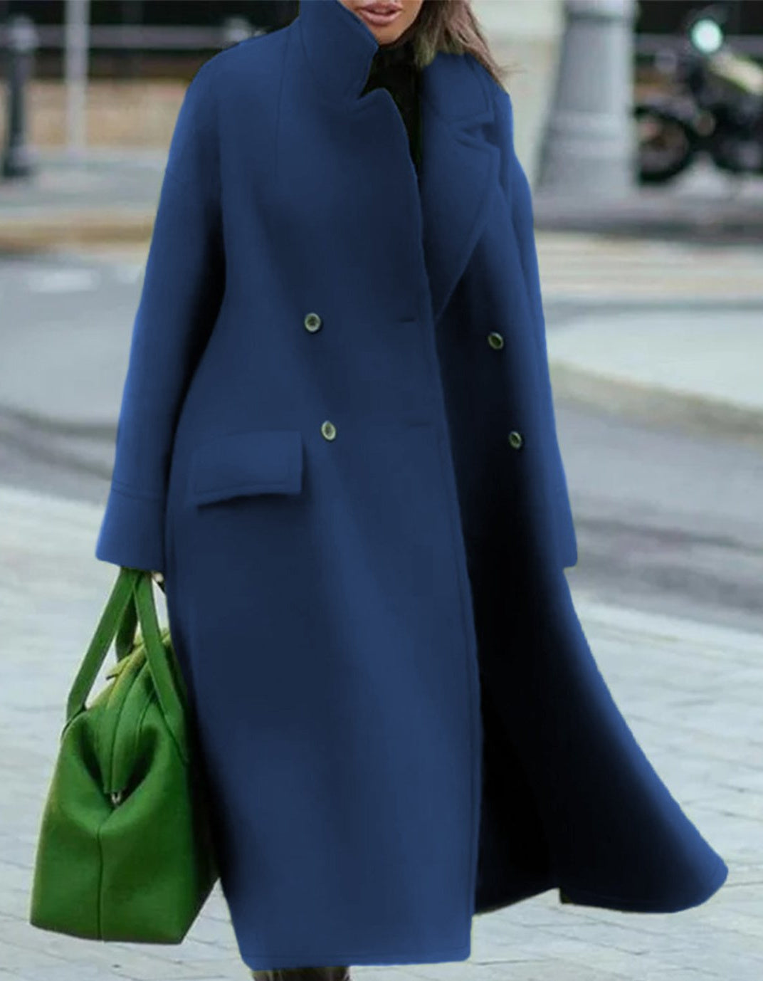 Long Woolen Coat Solid Color Temperament Commuting