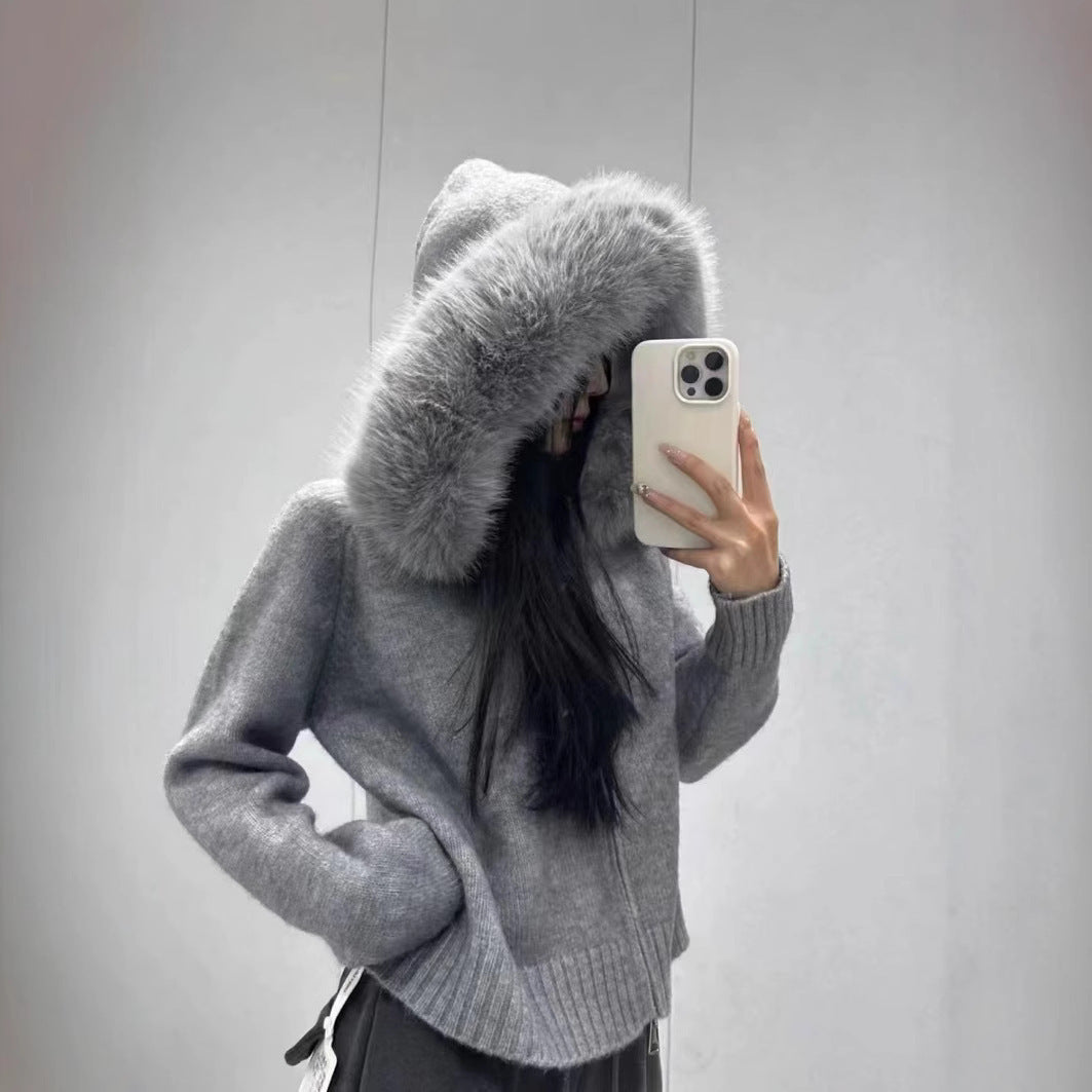 Shirt Small Imitation Fox Fur Collar Coat Women's Sweater