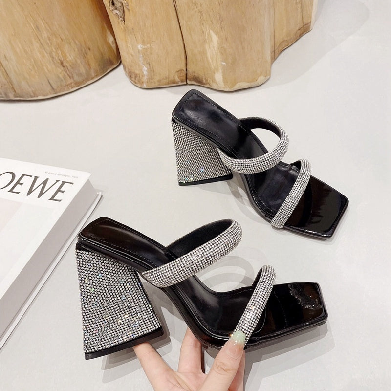 Wearing Women's Summer Square-headed Thick Heel Sandals