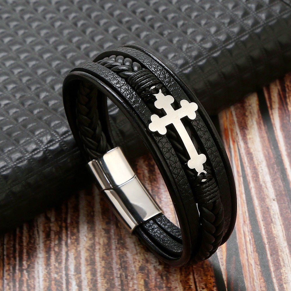 Personalized Multi-layer Woven Leather Men's Bracelet