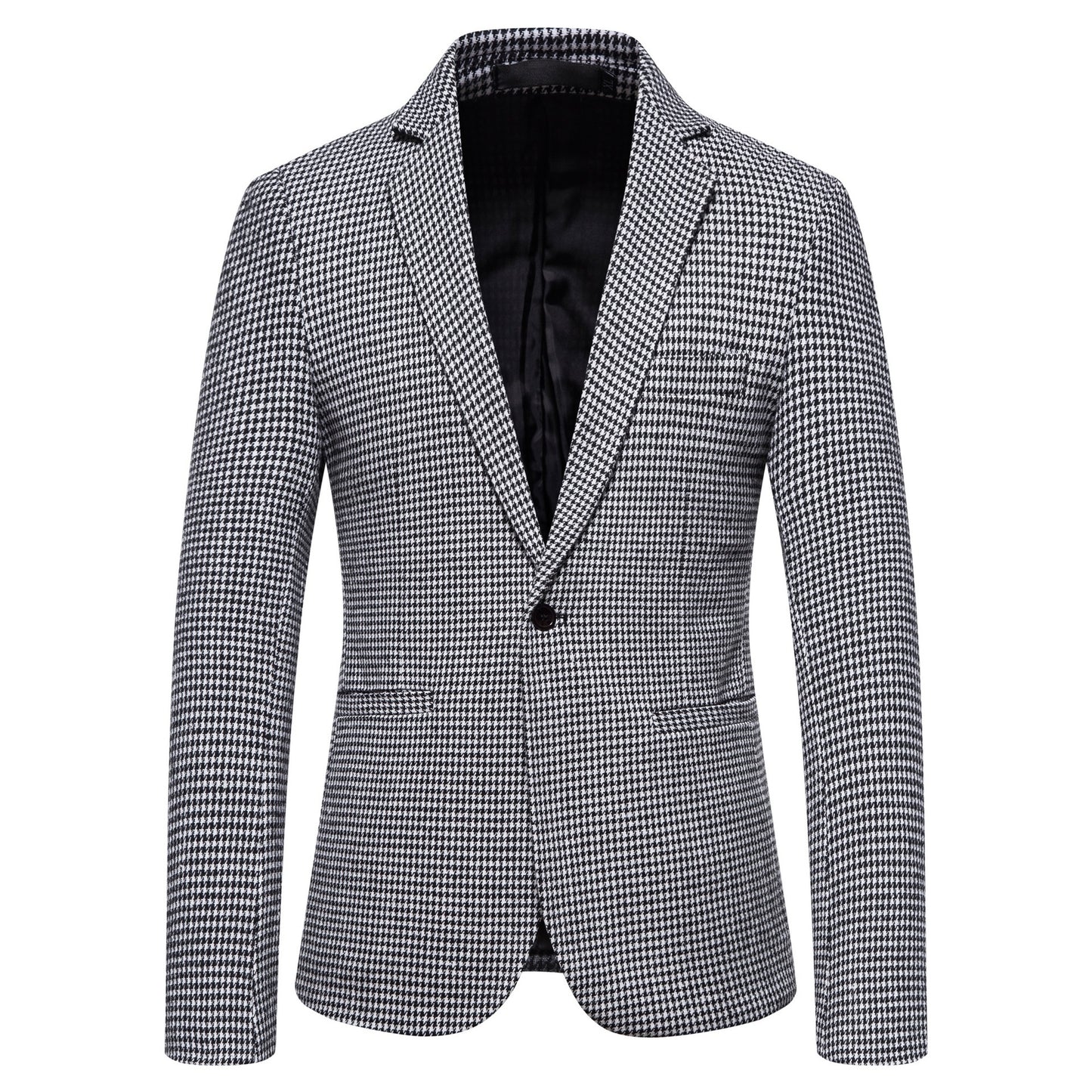 Men's Fashion Single Row One Button Suit Business Casual Trendy Woolen Suit Warm Jacket