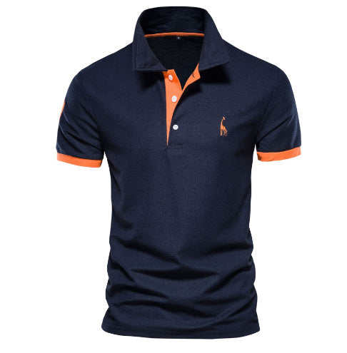 Men's Stand Collar Short Sleeve Polo Shirt Business Casual