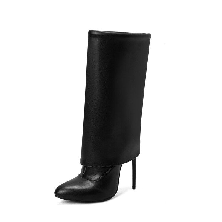 Women's Fashion Solid Color Side Zipper Pointed Toe Boots