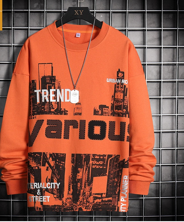 New Long Sleeve Hoodie Men City Print Leisure