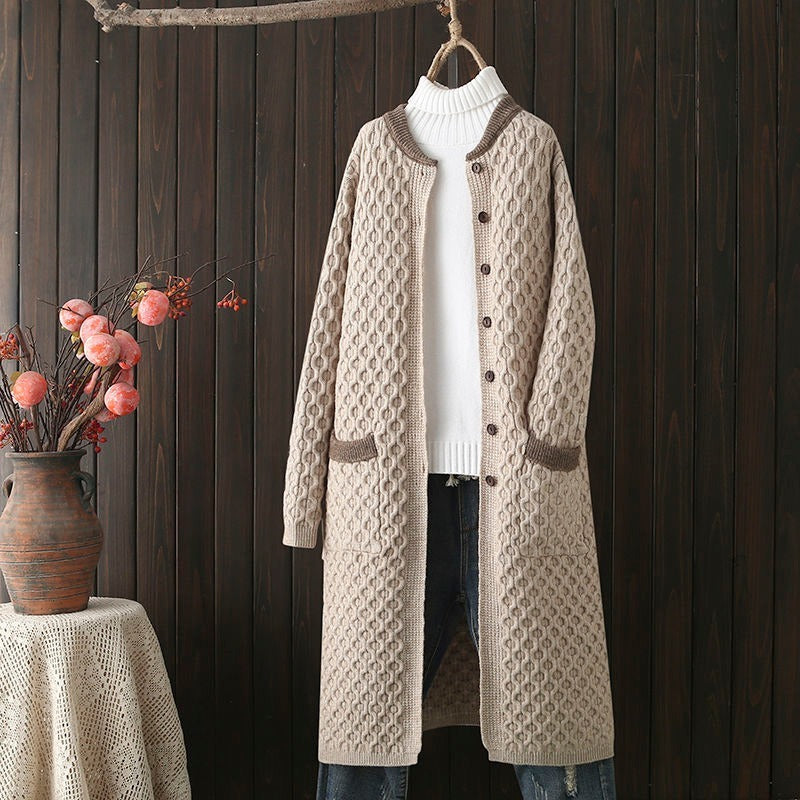 Thick Mid-length Knitted Cardigan For Women Autumn And Winter