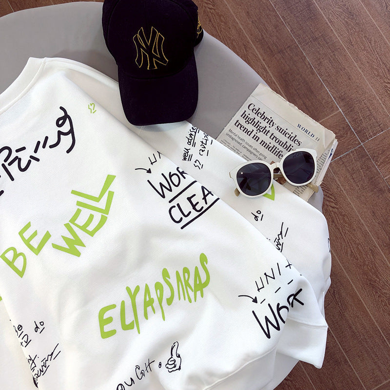 Cartoon Long Sleeve T-shirt Women's Thin Sweater Loose National Fashion Top Bottoming Shirt