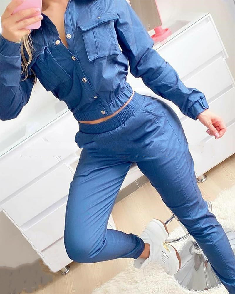 Autumn And Winter Denim Sports Long Suit