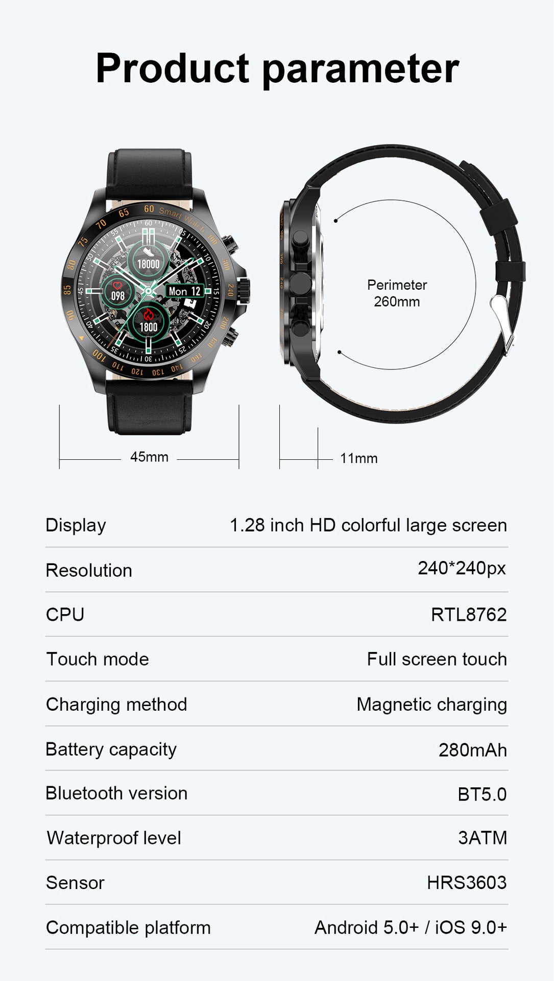 LW09 Business SmartWatch Heart Rate Blood Pressure