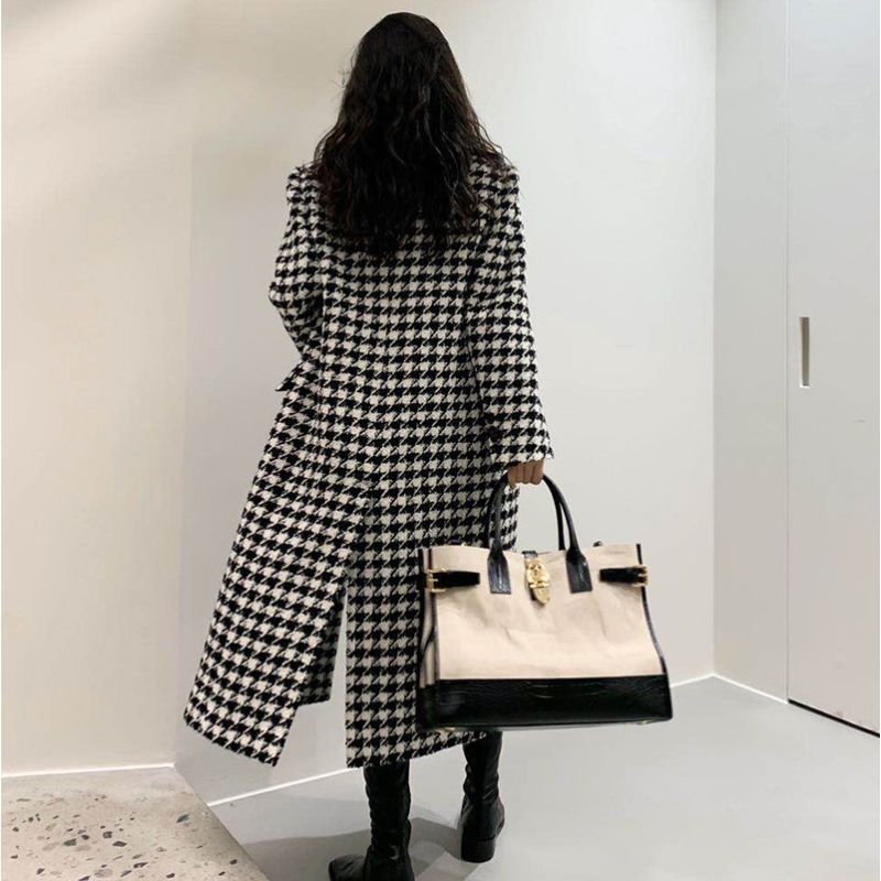 Autumn And Winter New Korean Style Fashion Classic Mid-length Below The Knee Woolen Overcoat Women