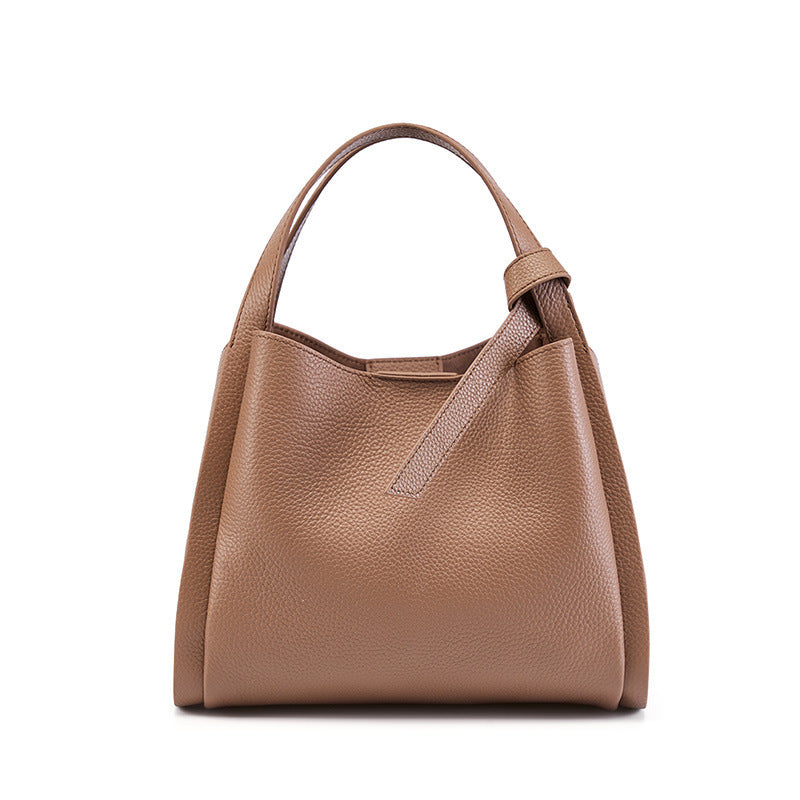 Genuine Leather Portable Cross Body Bucket Bag Women