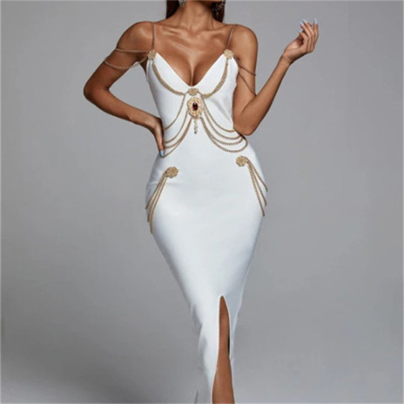 Chain Diamond Slim Fit Tight Bandage Dress