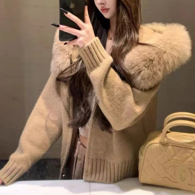 Shirt Small Imitation Fox Fur Collar Coat Women's Sweater