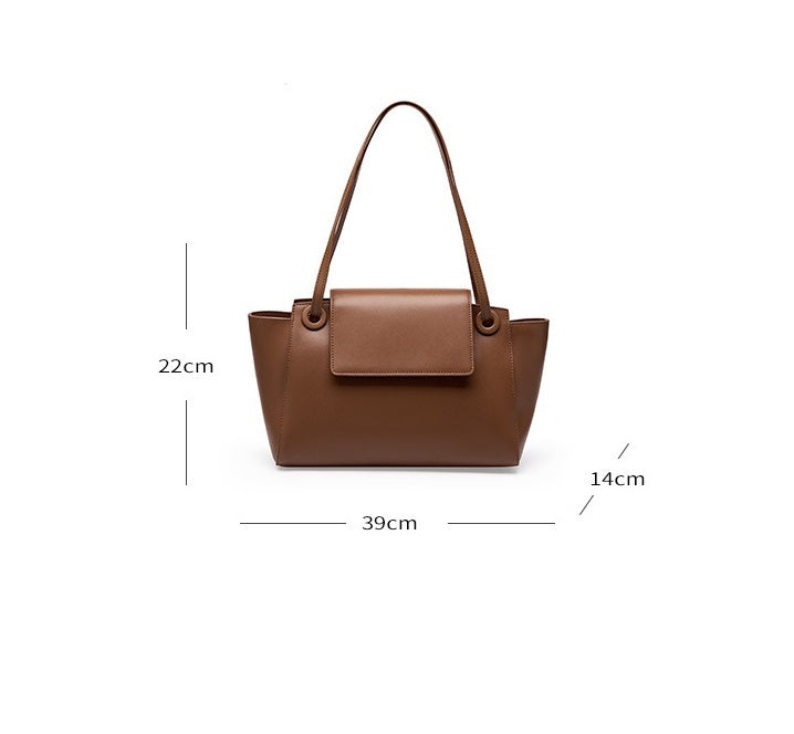 Women's Genuine Leather Simple Commuter Large Capacity Wing Shoulder Handbag
