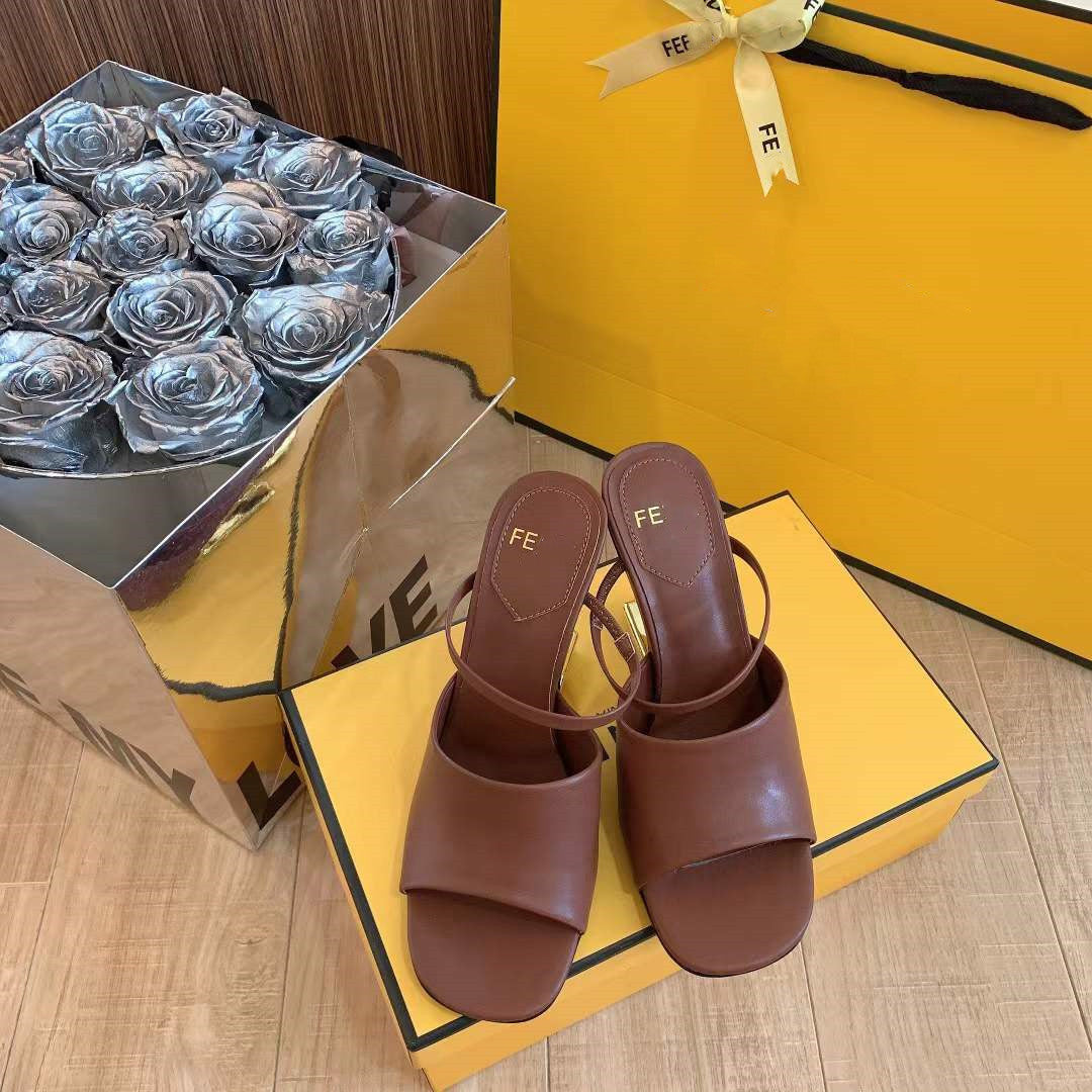Slotted High Heel Square Head Fashion Women Shoes