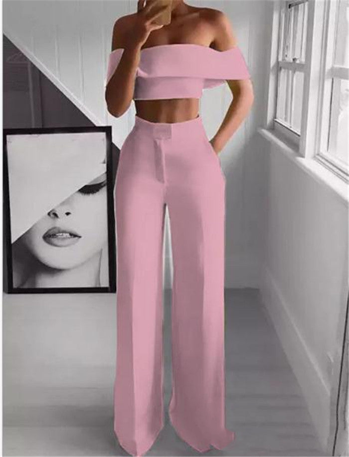 Amazon Sexy Top And Trousers Ladies Two-piece Set Women Lady