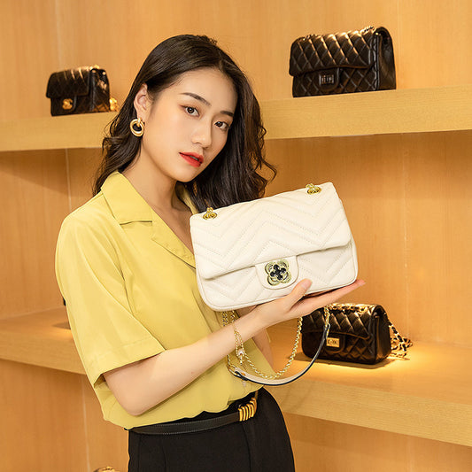 High-quality Genuine Leather Ladies Rhombus Shoulder Bag