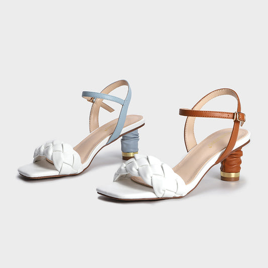 Woven High Heel Sandals New Square Toe