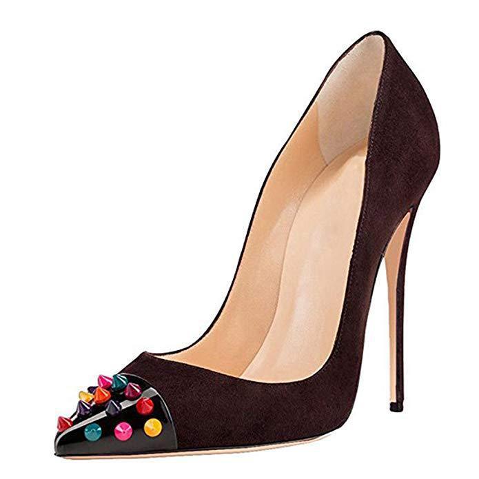 High-heeled Women's Shoes With Pointed Toe Stiletto Rivet Single