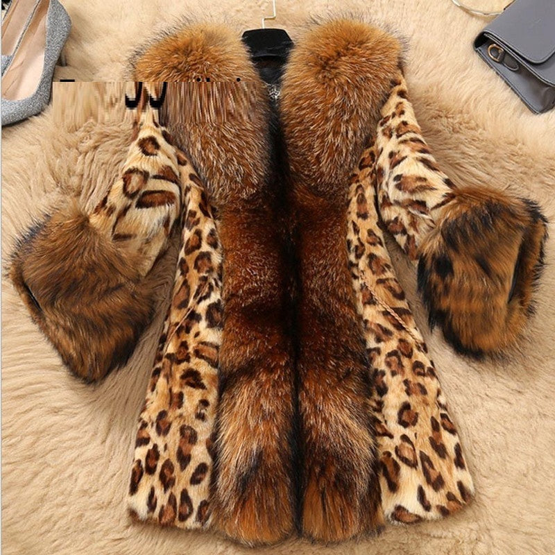 Mid Length Leopard Print Coat In Autumn And Winter For Women