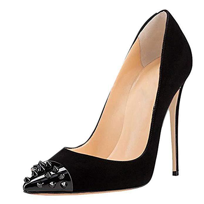 High-heeled Women's Shoes With Pointed Toe Stiletto Rivet Single