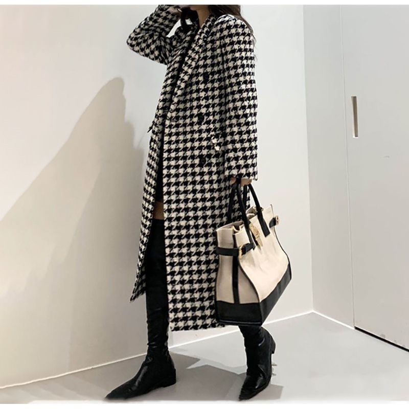 Autumn And Winter New Korean Style Fashion Classic Mid-length Below The Knee Woolen Overcoat Women