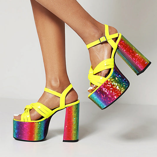 European And American Women's Chunky High Heel Waterproof Platform