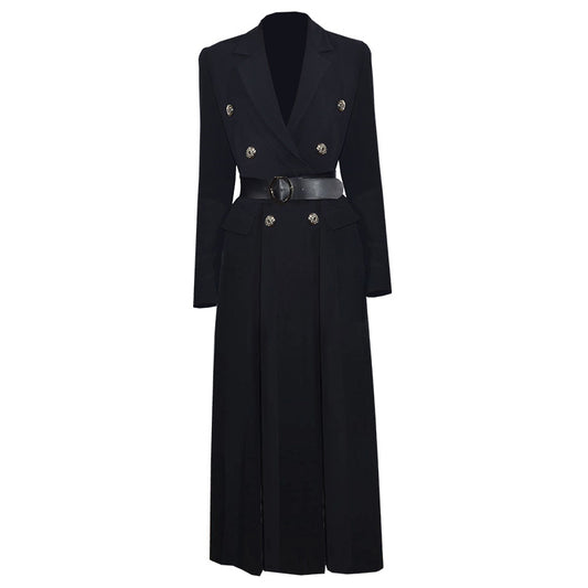 Mid-length Catwalk Trench Coat With Waist And Slit