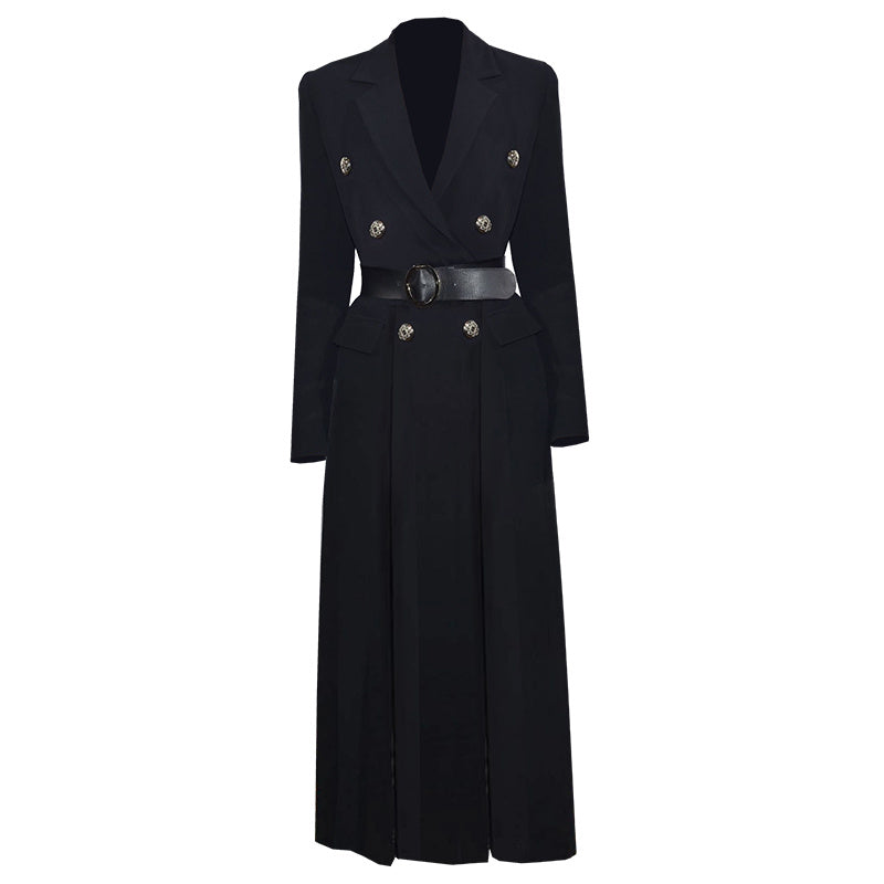 Mid-length Catwalk Trench Coat With Waist And Slit