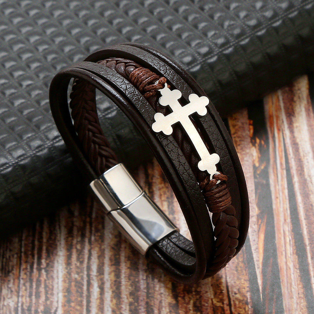 Personalized Multi-layer Woven Leather Men's Bracelet