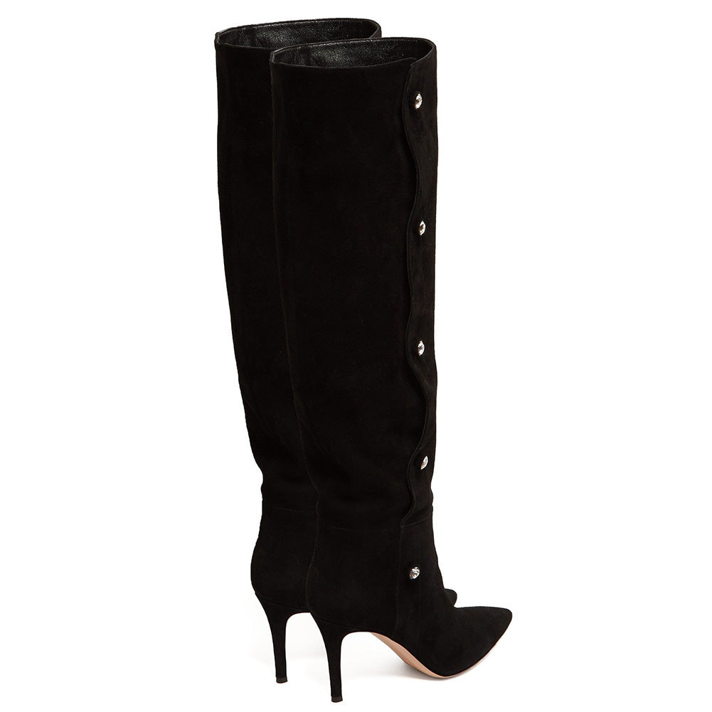 Black Pointed Toe High Heel Over The Knee Boots