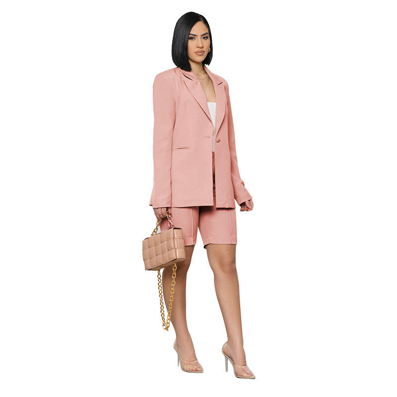 Solid Color Long Sleeve Suit Coat