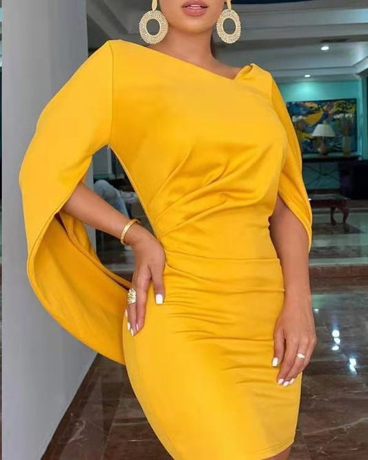 FashionLadies Feature One-Sleeve V-Neck Dress