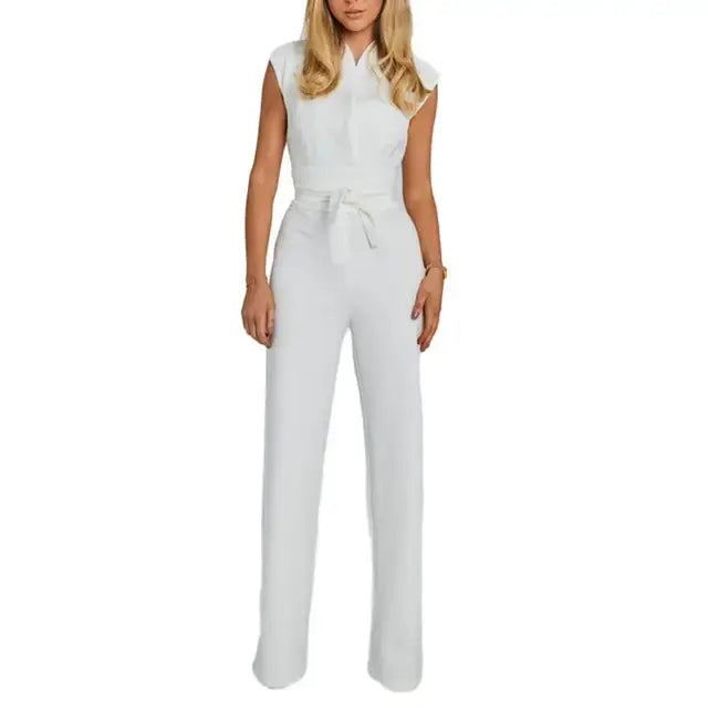 Summer Jumpsuit High Waist Belt