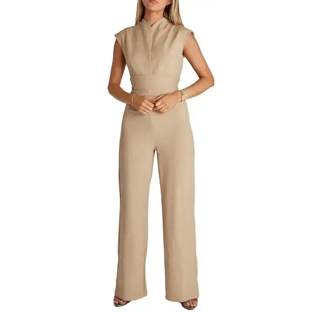 Summer Jumpsuit High Waist Belt