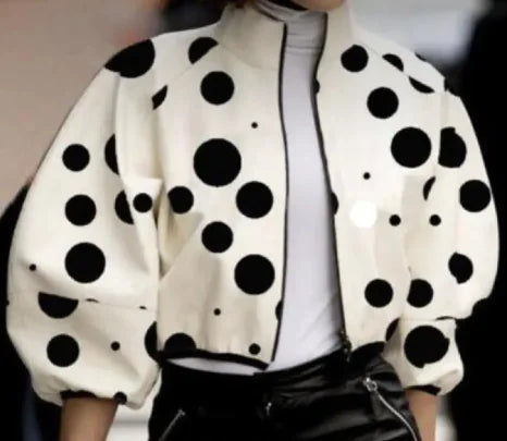 Women's Fashion Temperament Polka Dot Print Short Jacket