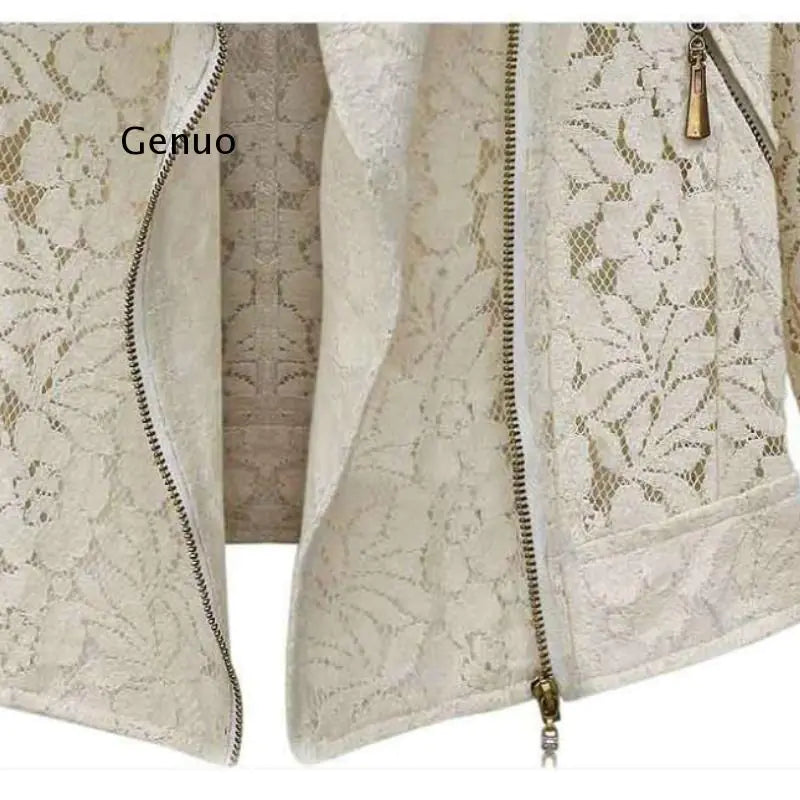 Autumn Lace Biker Jacket: High-Quality