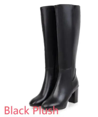 Women's Retro Square Toe Boots with Side Zipper